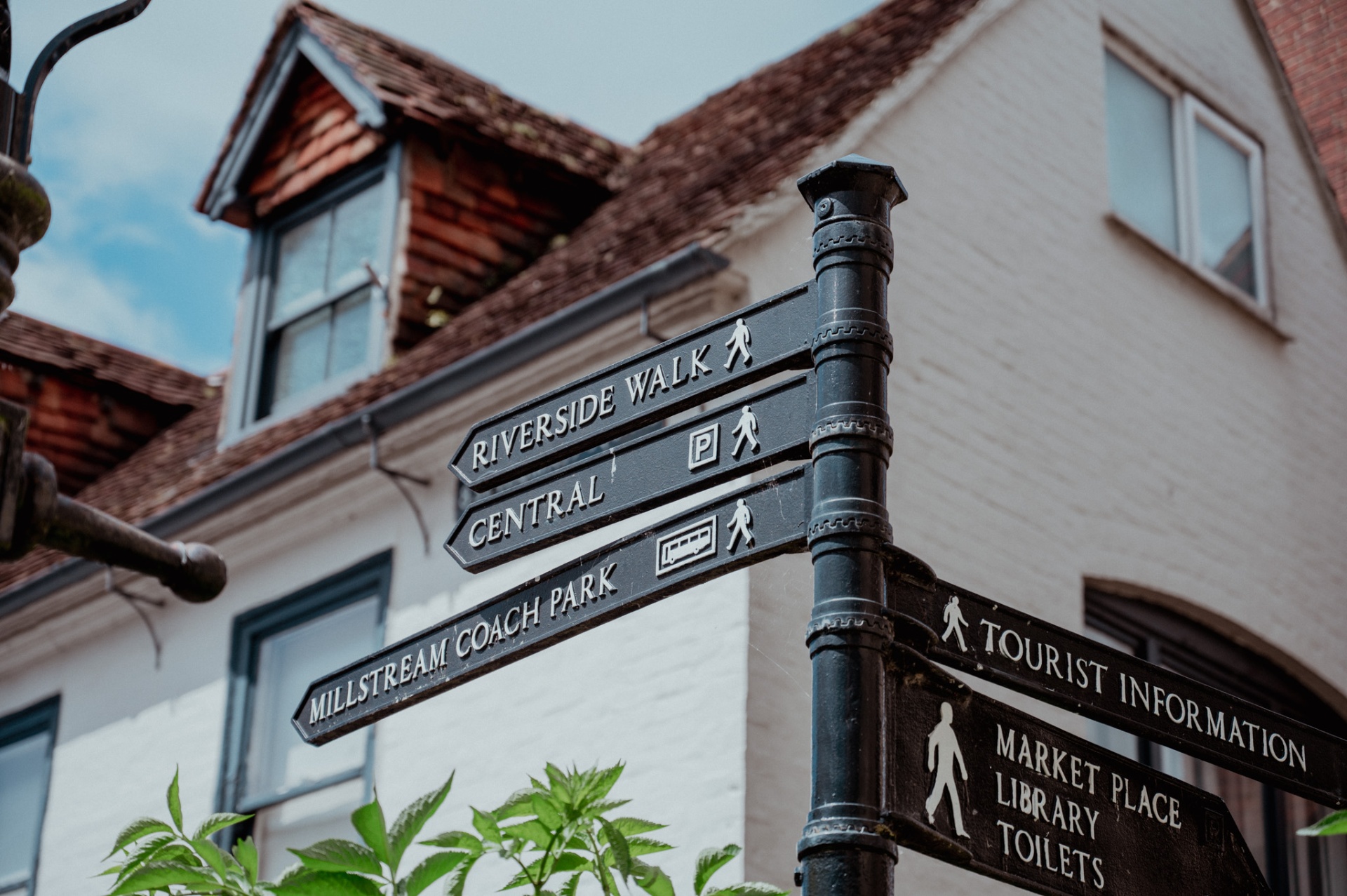 Cast iron signpost in an English market town
