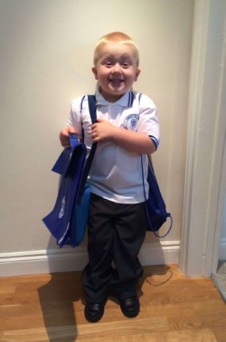 Chris House as a child on his first day of school